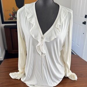 Elegant White Ruffled Blouse
